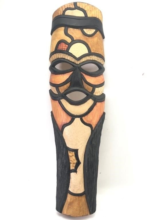 Hand-Carved Wooden Mask With Tribal Design (1 of 5)