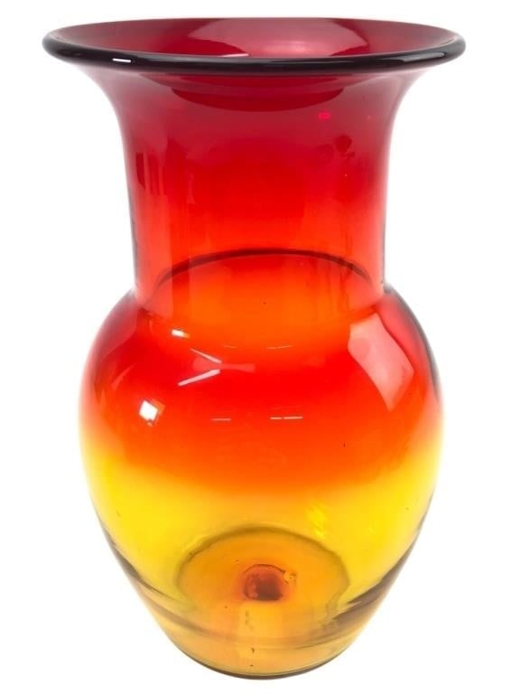 MCM Hand Blown Amberina Glass Vase (1 of 8)