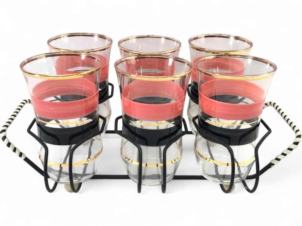 MCM 6 Bar Glasses with Caddy (1 of 6)