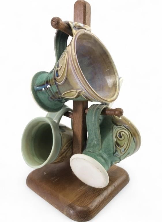 Deb LaPlante Pottery Mugs on Wooden Tree (1 of 11)