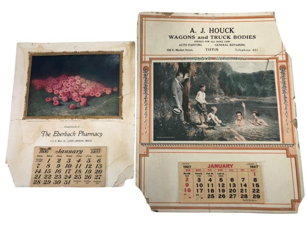1900 and 1927 Advertising Calendars, Lot of 2 (1 of 6)