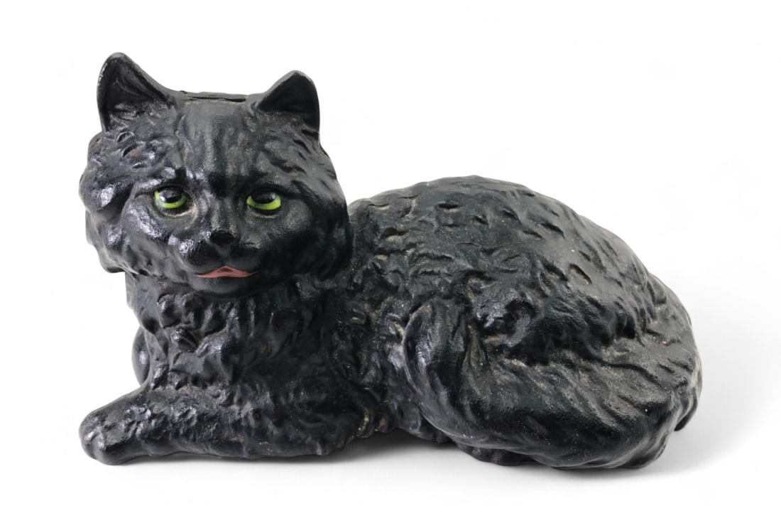 Cast Iron Reclining Black Cat Statue (1 of 8)