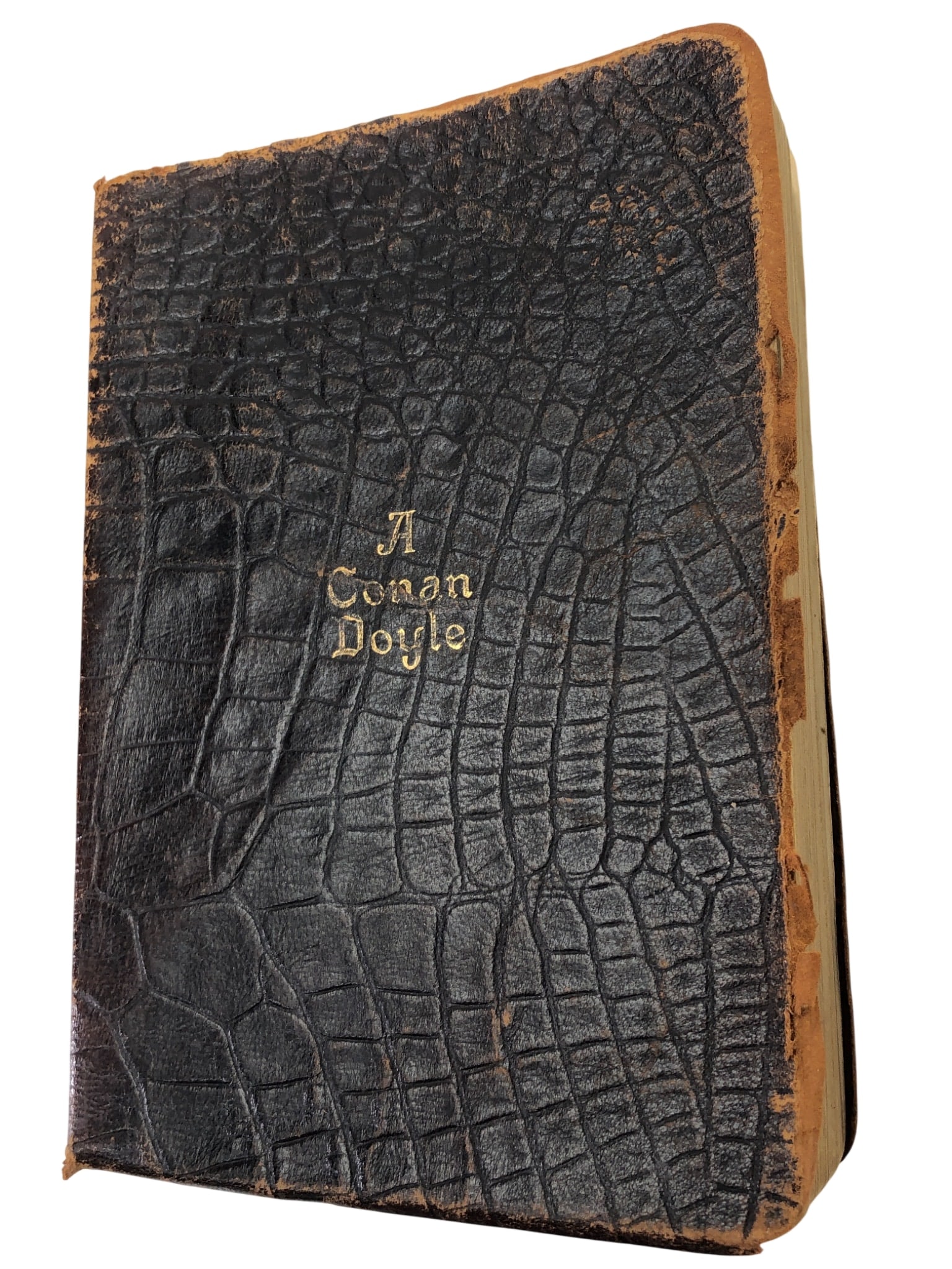Walter J. Black The Works of A. Conan Doyle: One volume edition of 'The Works of A. Conan Doyle' published by Walter J. Black Inc., New York. Circa late 1920s. Features a distinctive brown leather-bound cover with an alligator skin pattern and g