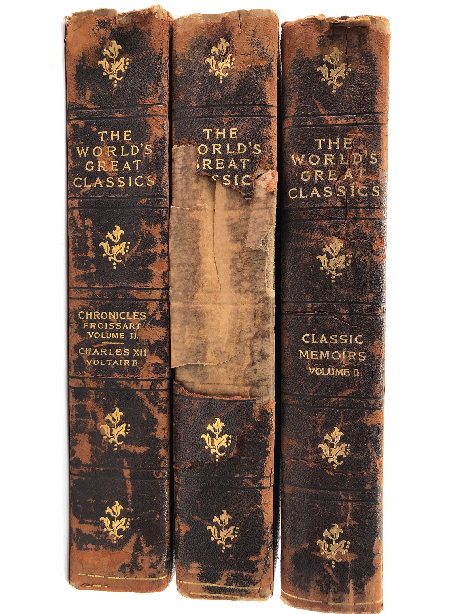 1901 The World's Great Classics Ltd. Ed. 380/1000: Three volumes from The World's Great Classics Renaissance Edition by The Colonial Press, copyright 1901. Hardcover, half-leather with marbled paper boards, gold-tooled spines. This is copy 380 of 1000