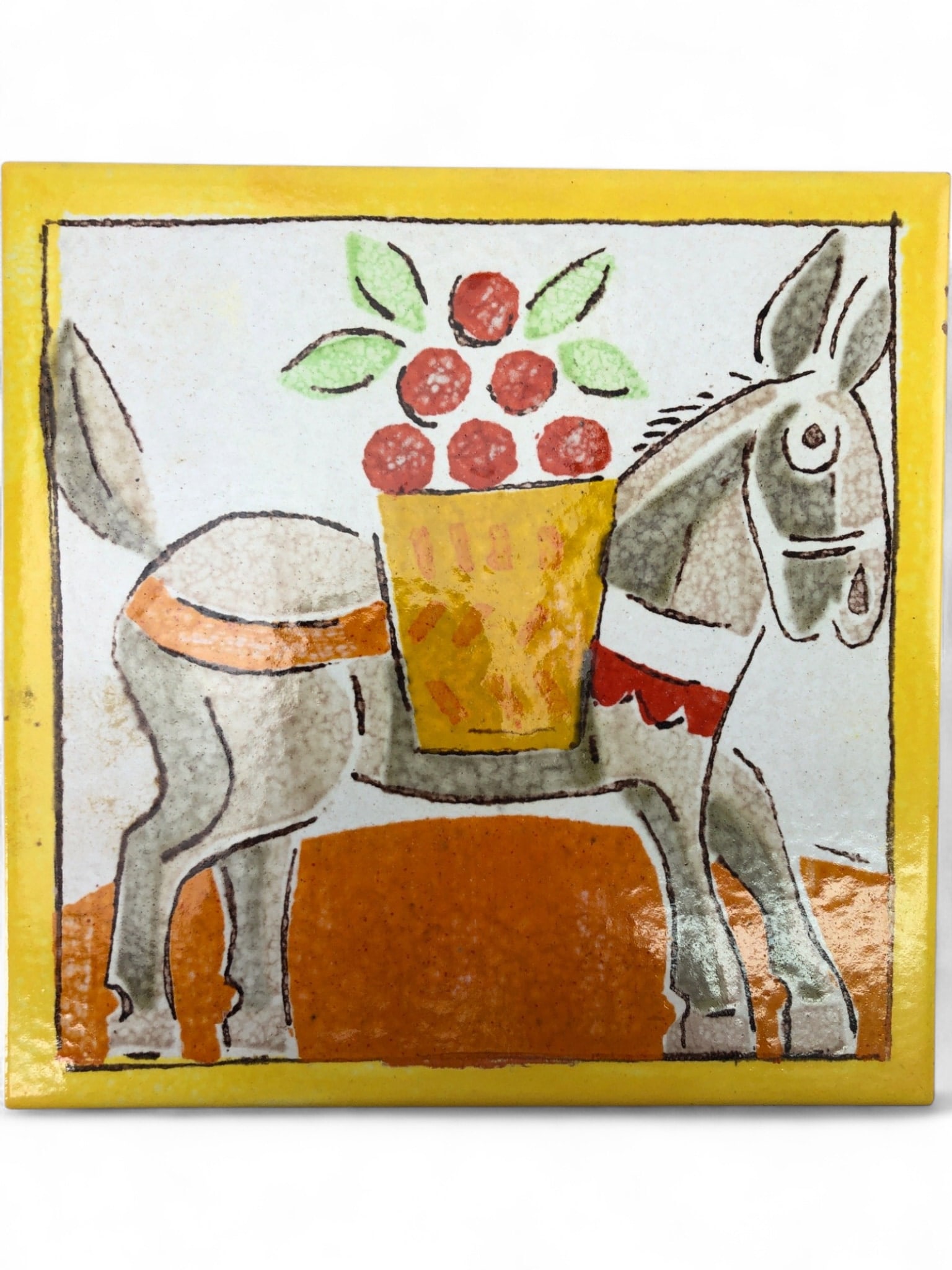 Cannara (PG) Donkey & Fruit Ceramic Tile, 8x8 (1 of 5)