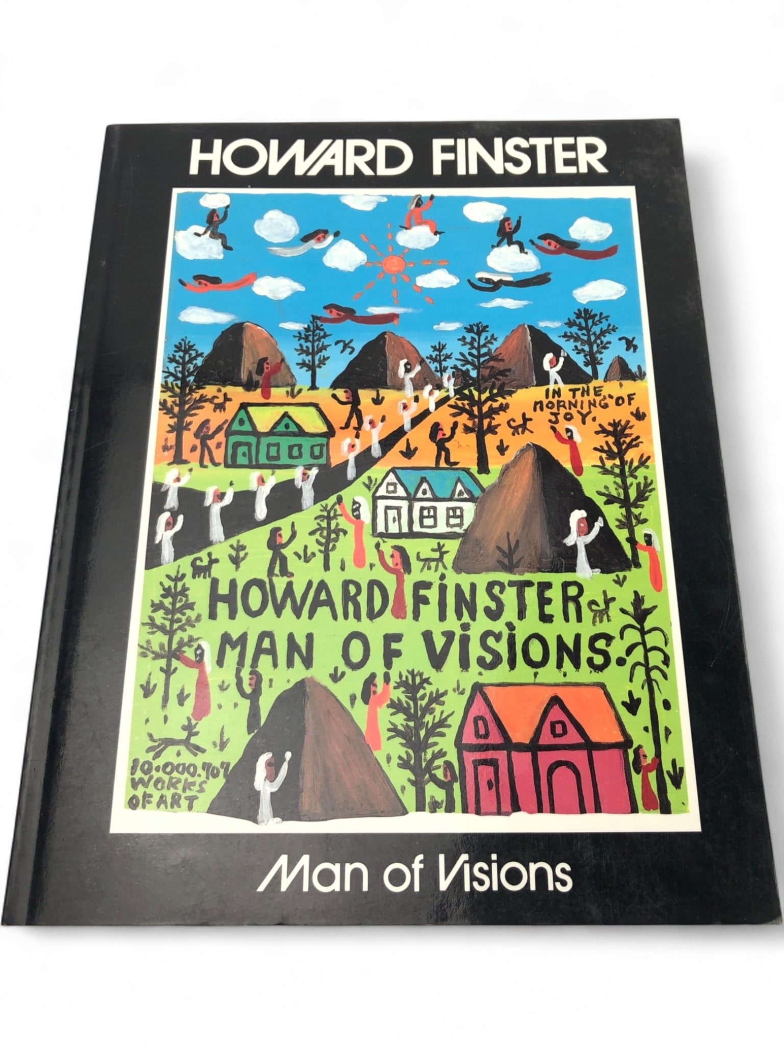Howard Finster - Man of Visions - Softcover Book: A softcover book by renowned folk artist Howard Finster, titled 'Man of Visions.' Published by Peachtree Publishers, Ltd., Atlanta, copyright 1989. Features numerous illustrations of Finster's unique 