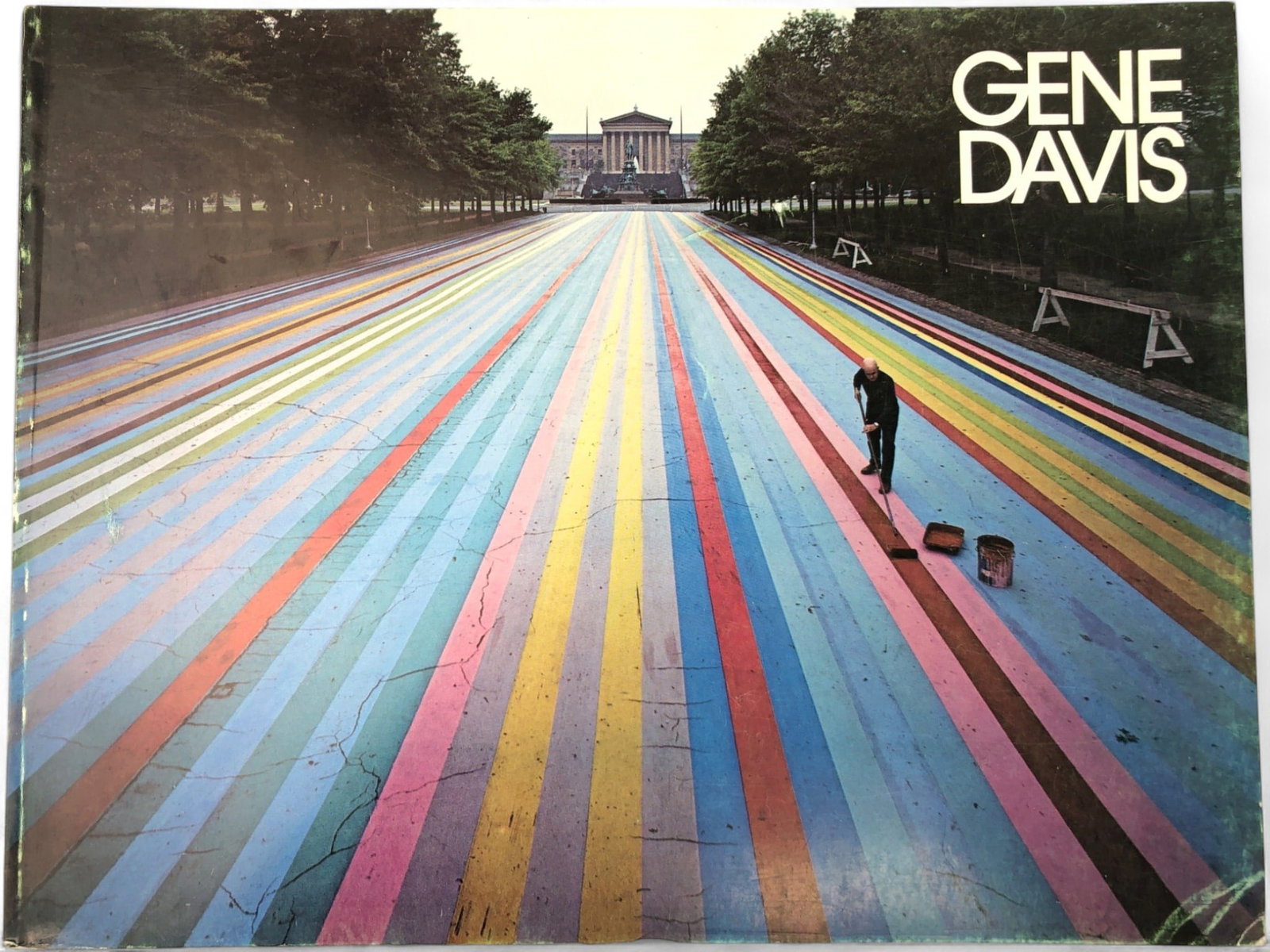 Rare Gene Davis - Soft Cover Book: Rare 1975 first edition soft cover book featuring the work of artist Gene Davis, edited by Donald Wall. Published by Praeger Publishers, New York. The cover depicts 'Franklin's Footpath, 1972,' a 414-