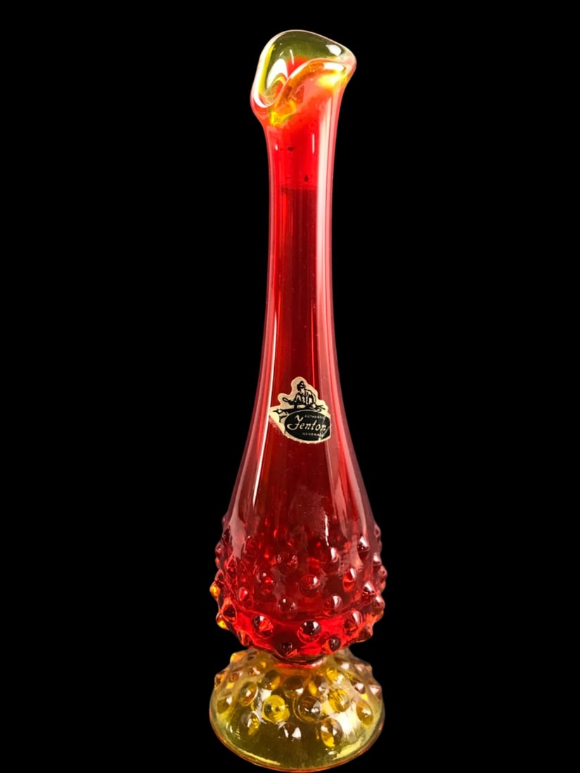 UV Glow VTG Fenton Amberina Swung Glass Vase (1 of 8)