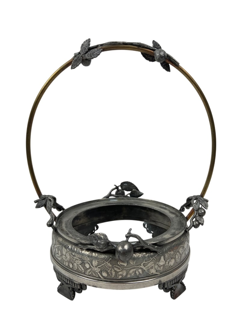 Victorian Silver-Plated Fruit Motif Bride's Basket (1 of 5)