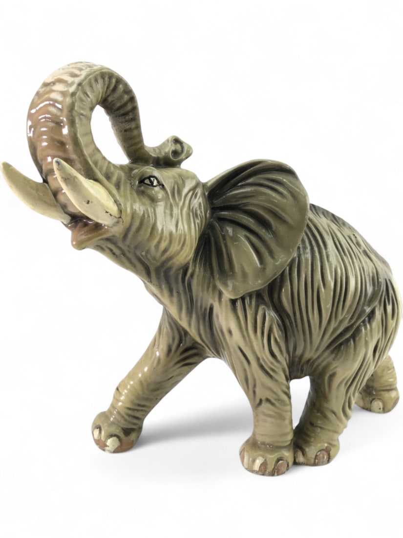 Resin Elephant Figurine with Raised Trunk (1 of 10)