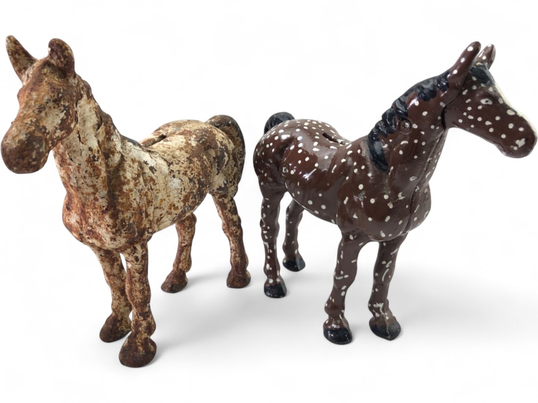 Pr. Antique Cast Iron Horse Coin Banks (1 of 6)