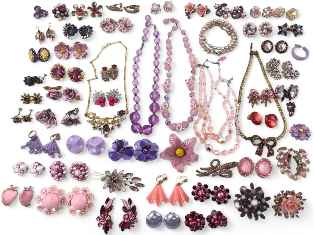 Vintage Pink and Purple Costume Jewelry Collection (1 of 13)