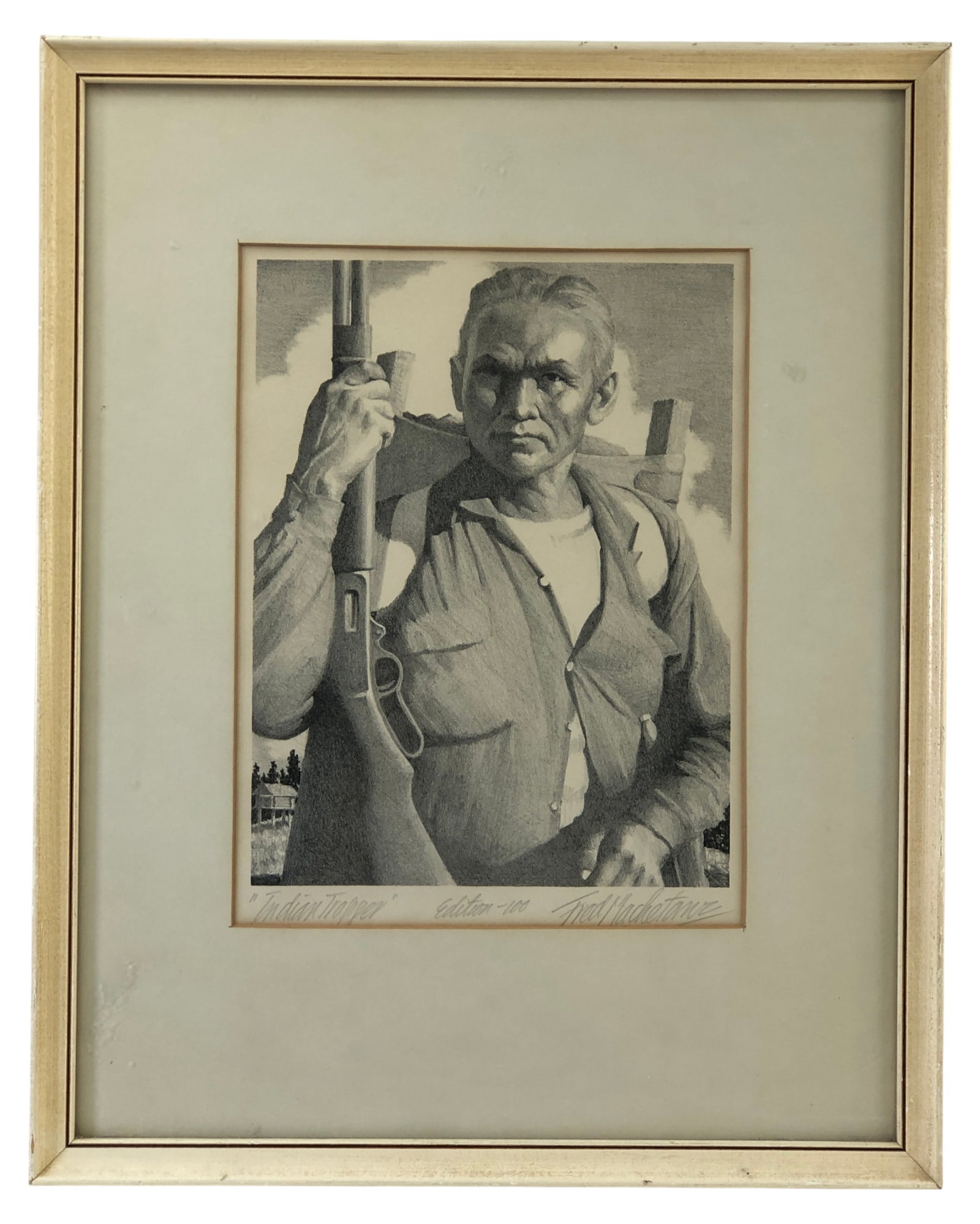 Fred Machetanz Signed 'Indian Trapper' Lithograph (1 of 8)