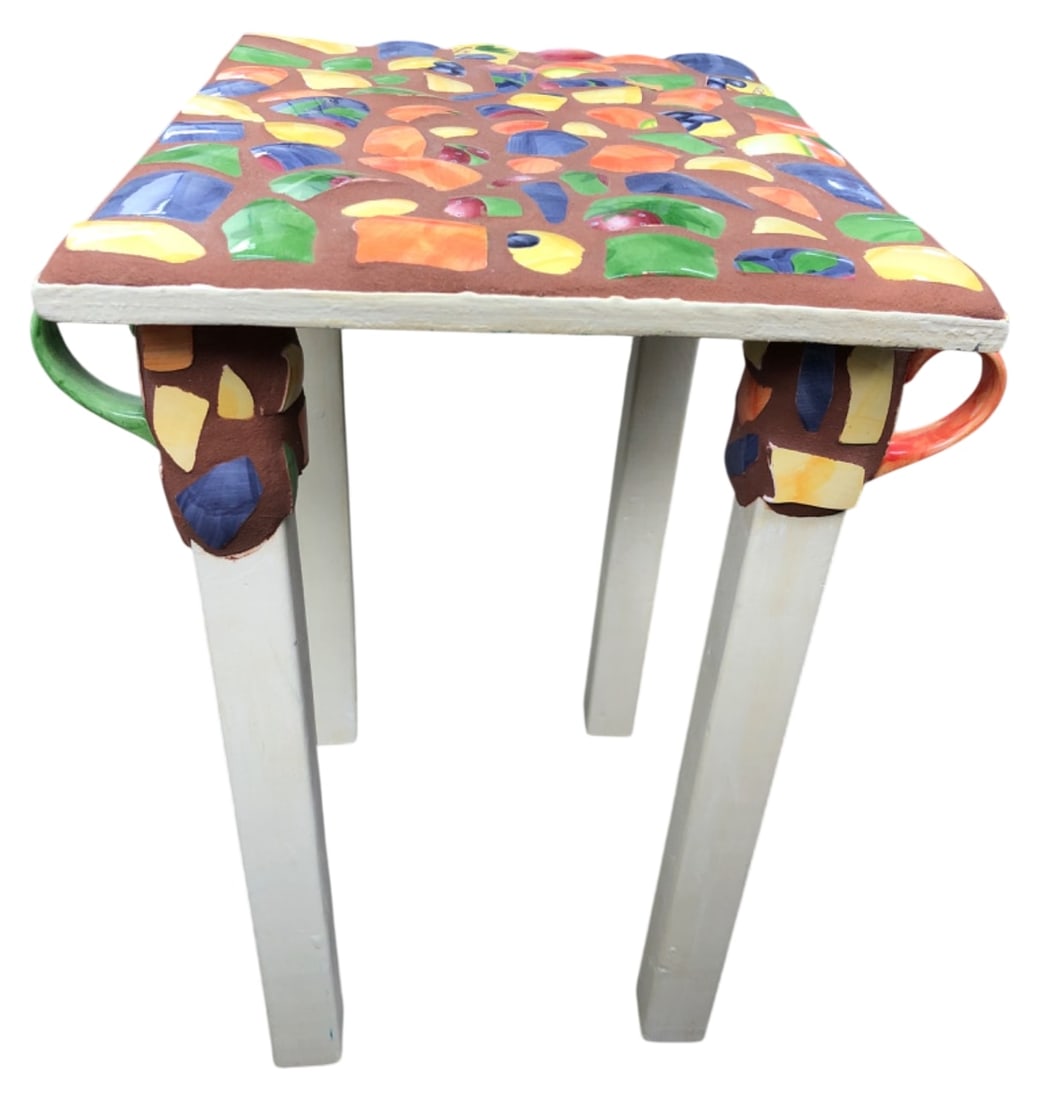 Samoray Signed Ceramic Mosaic Side Tables, Pr. - 4