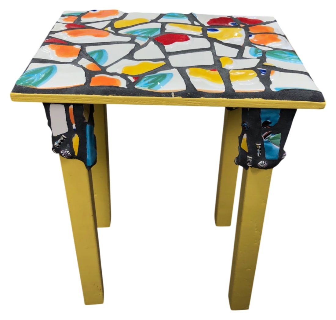 Samoray Signed Ceramic Mosaic Side Tables, Pr. - 8