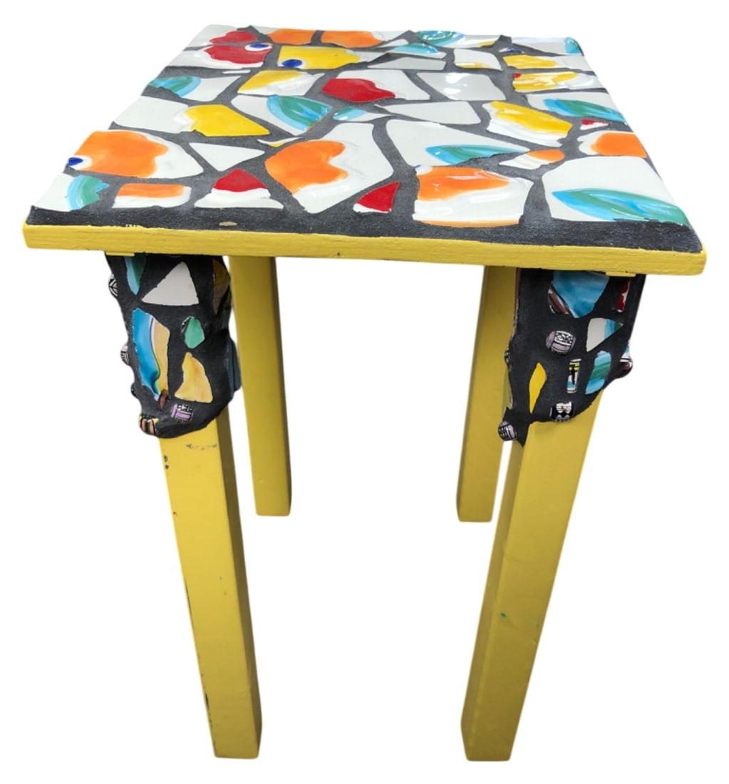 Samoray Signed Ceramic Mosaic Side Tables, Pr. - 9