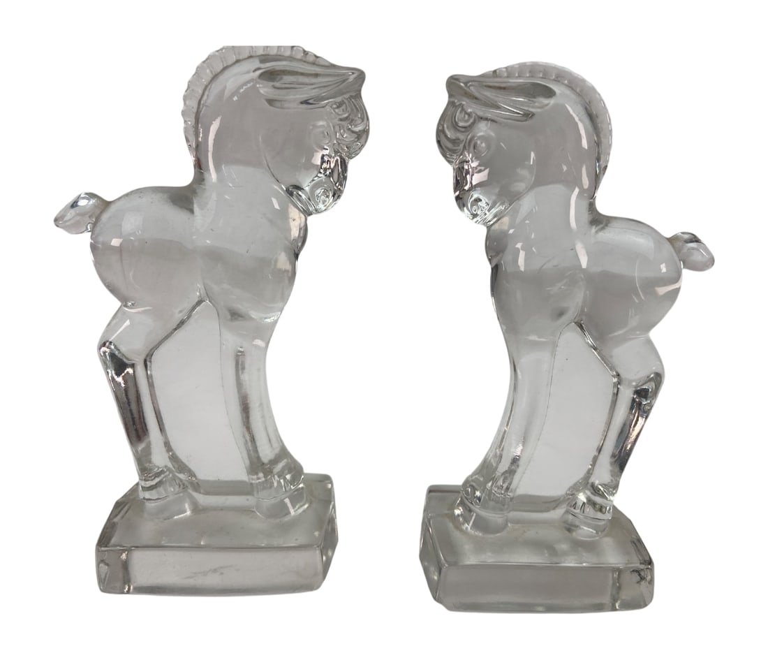 VTG Heisey Glass Horse Figurines, Pr. (1 of 3)