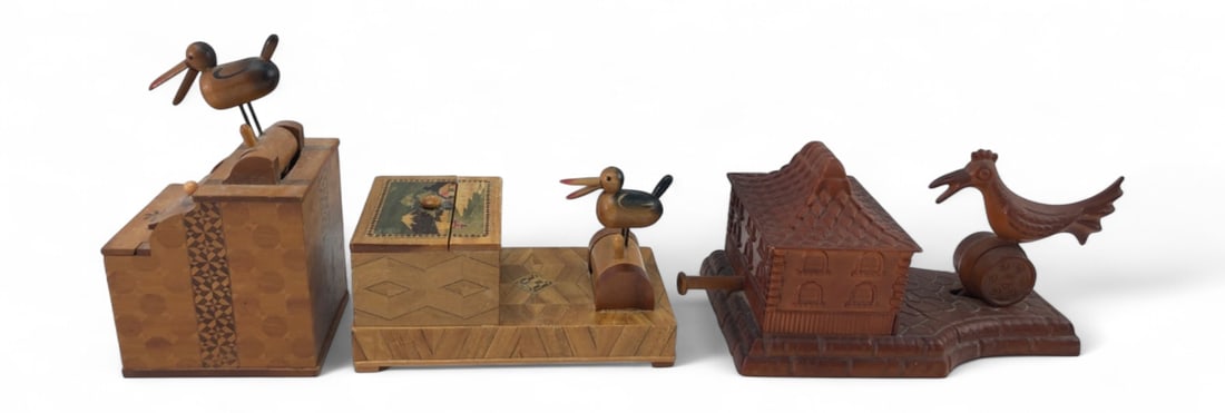 Vintage Japanese Hakone Yosegi-Zaiku Bird Cigarette Boxes (1 of 11)