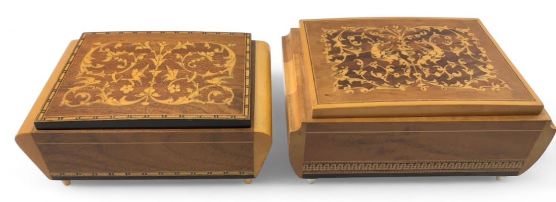 Italian Inlaid Wood Musical Cigarette Boxes, Pr. (1 of 5)