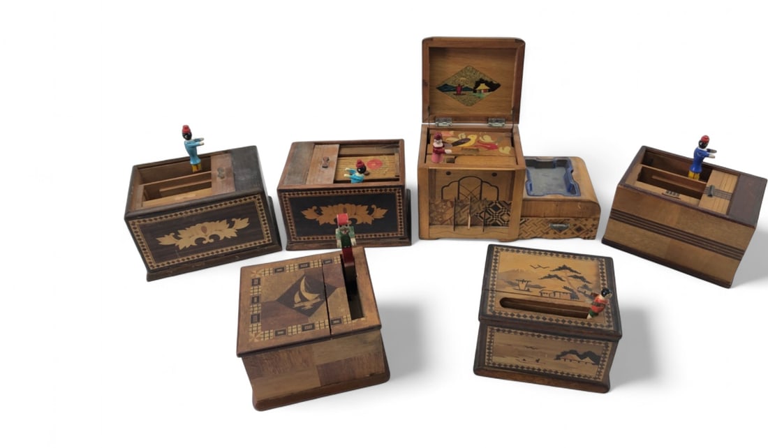 Japanese Yosegi-Zaiku Wood Trick Cigarette Boxes (1 of 12)