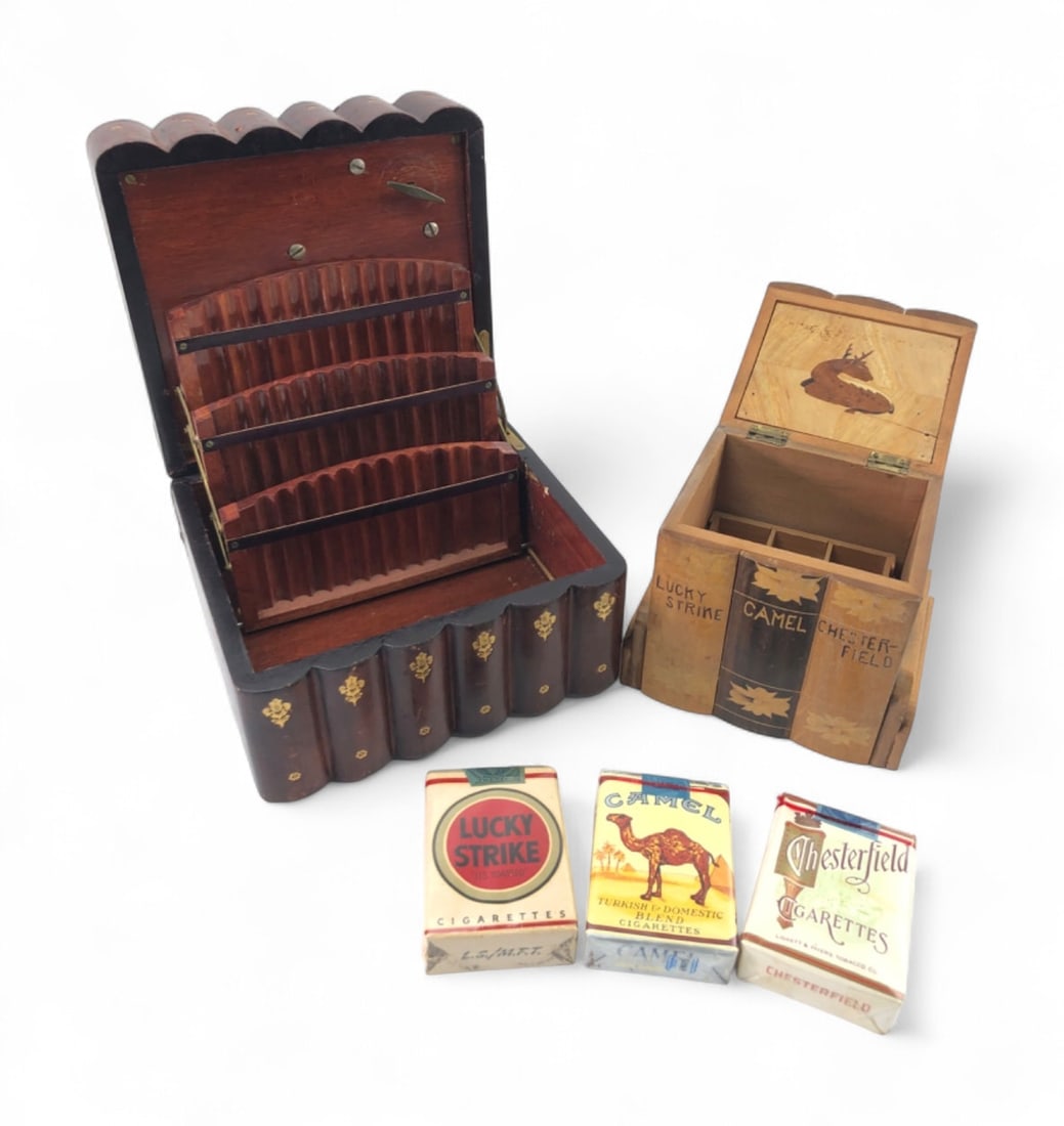 Vintage Wooden Cigarette Boxes and Unopened Packs (1 of 12)