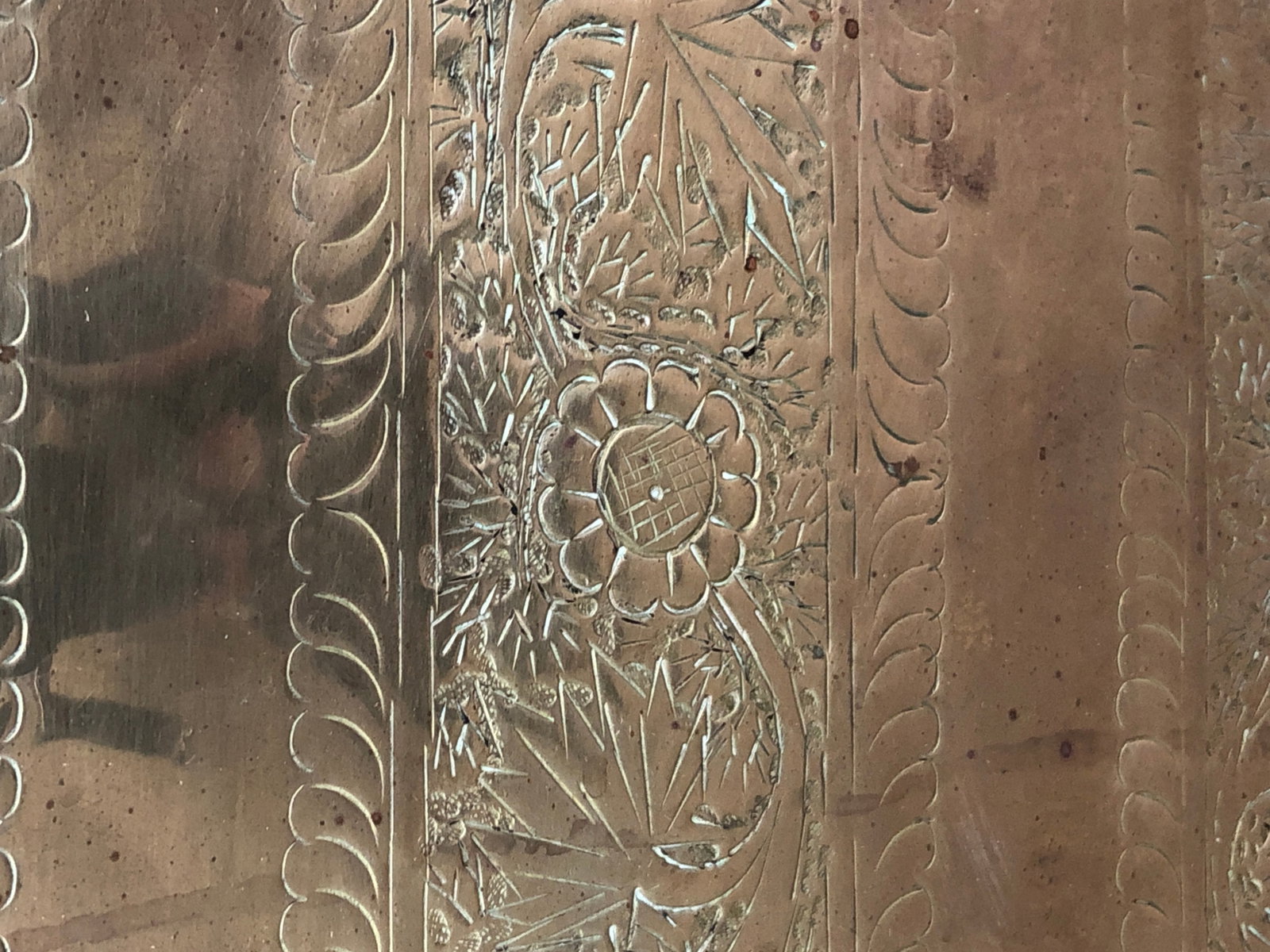 Hand-Chased Brass Rectangular Tray - 8