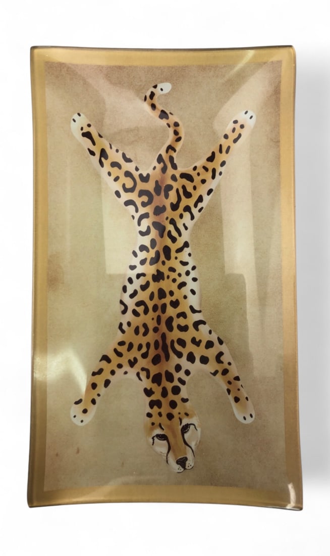 VTG Dana Gibson Stealth Leopard Glass Tray (1 of 5)