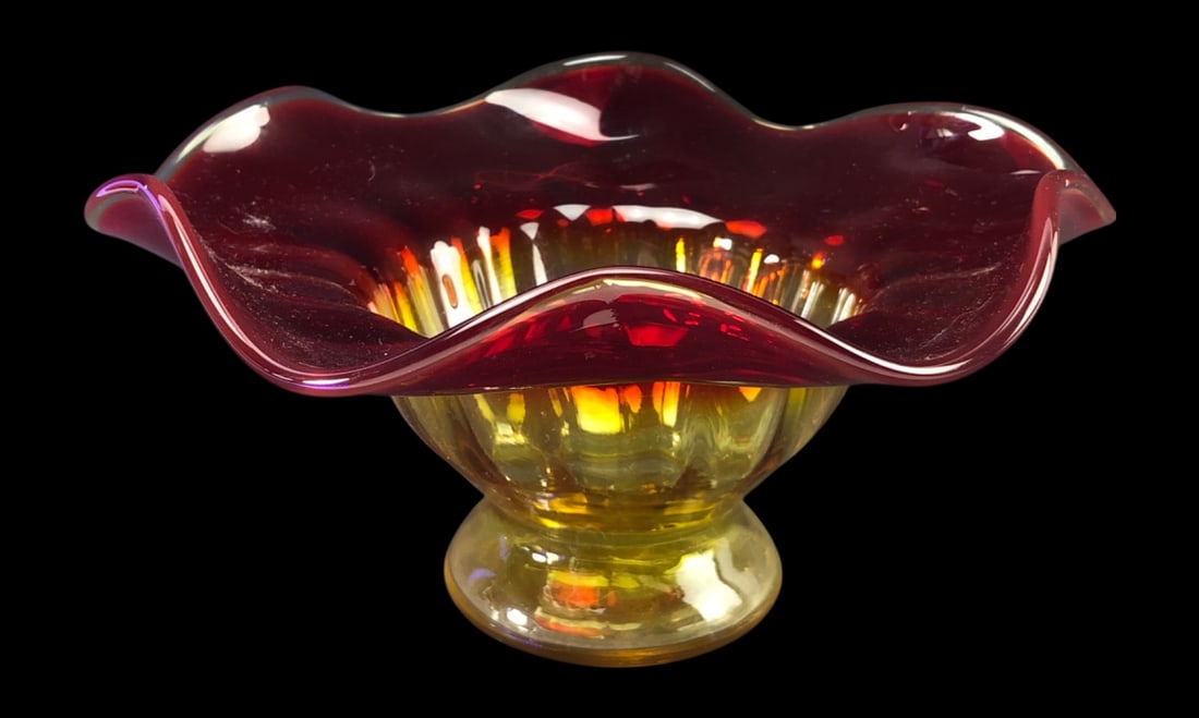 MCM Amberina Glass Compote Dish (1 of 6)