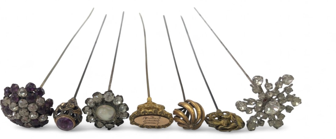 VTG Assorted Rhinestone and Gilt Metal Hat Pins (1 of 7)