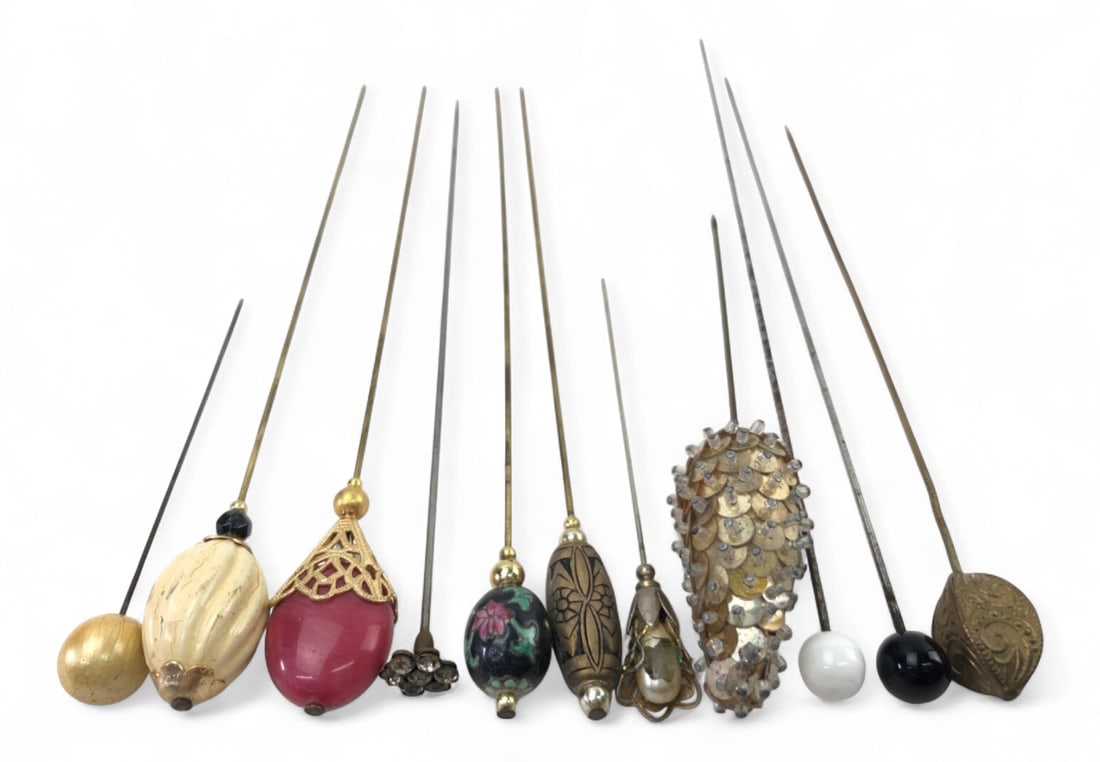 VTG Assorted Decorative Hat Pins, Set of 11 (1 of 6)