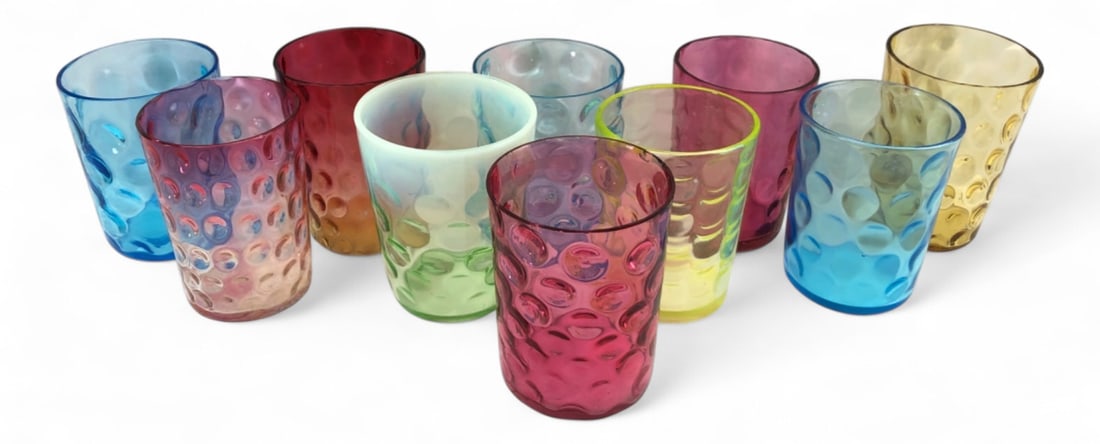 MCM Thumbprint Pattern Multi-Color Glass Tumblers (1 of 8)