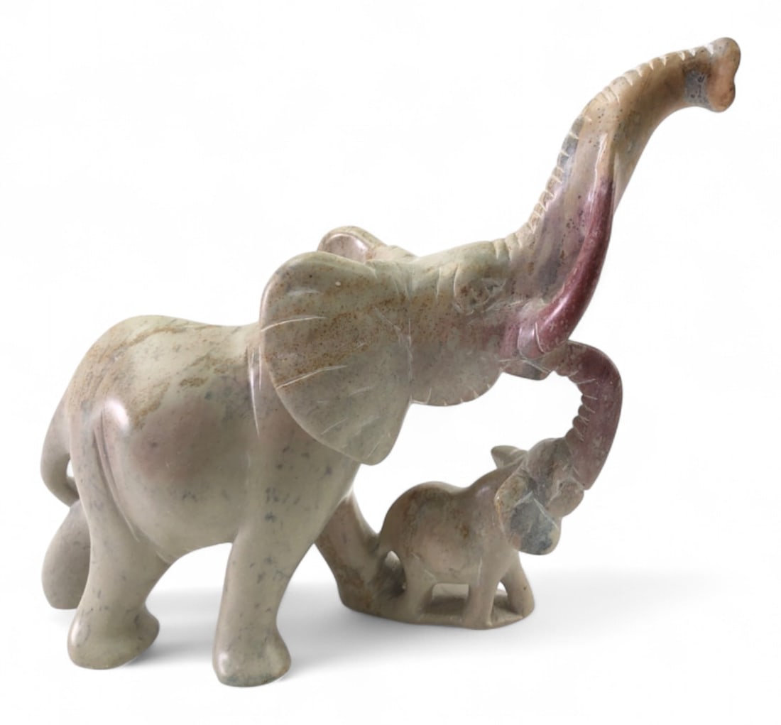 Hand Carved Kenyan Soapstone Elephant Statuette (1 of 7)