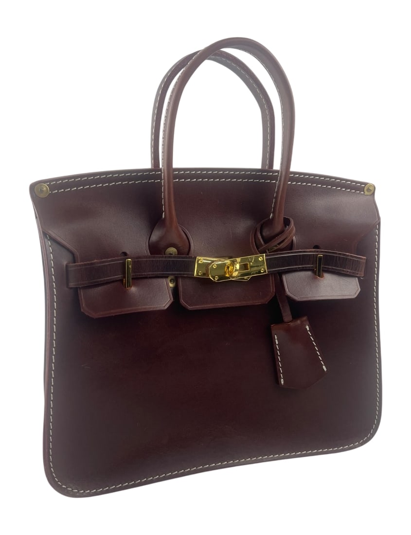 Brown satchel in the Style of Hermes Birkin (1 of 5)