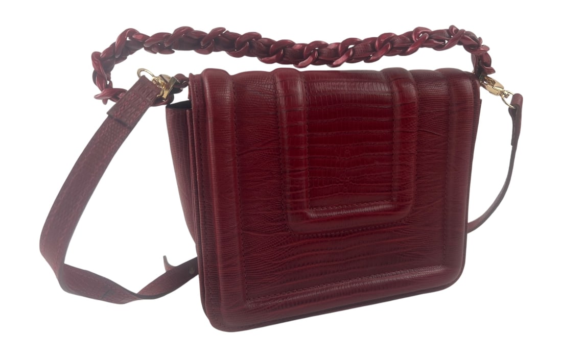 Red Lizard-Embossed Crossbody Bag (1 of 5)
