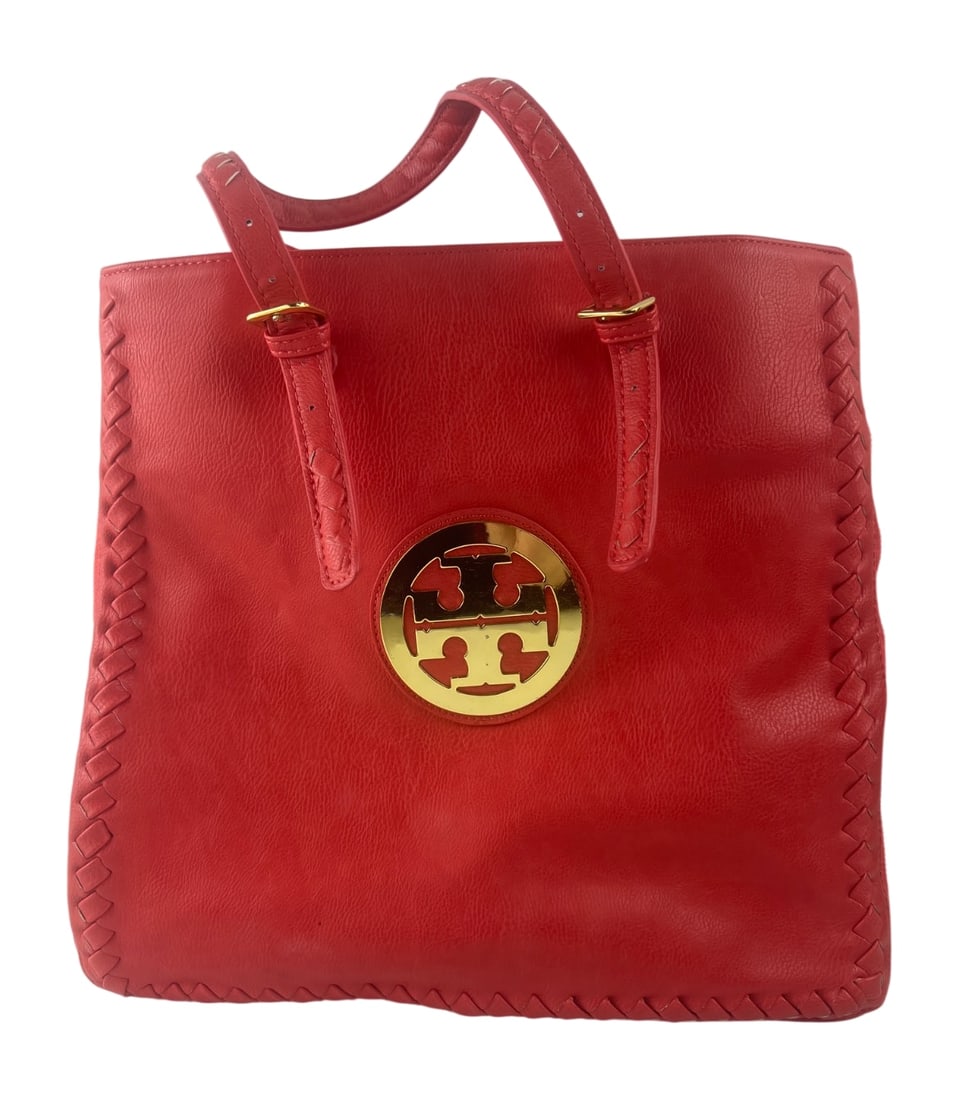 Tory Burch Style Red Faux Leather Tote Bag (1 of 7)