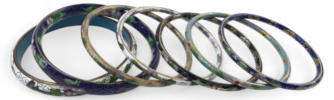 VTG Enamel on Copper Alloy Bangle Bracelets (1 of 5)