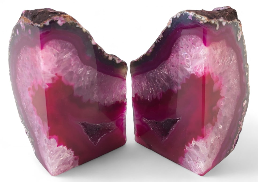 Brazilian Magenta Dyed Agate Bookends, 4" H (1 of 7)