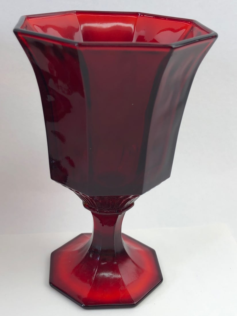 VTG Independence Glass Octagonal Ruby Red Goblets - 5