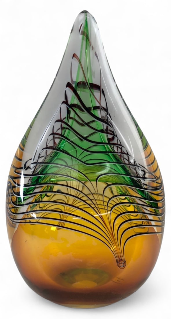 Polish Art Glass Teardrop Vase, 9.5" H (1 of 6)