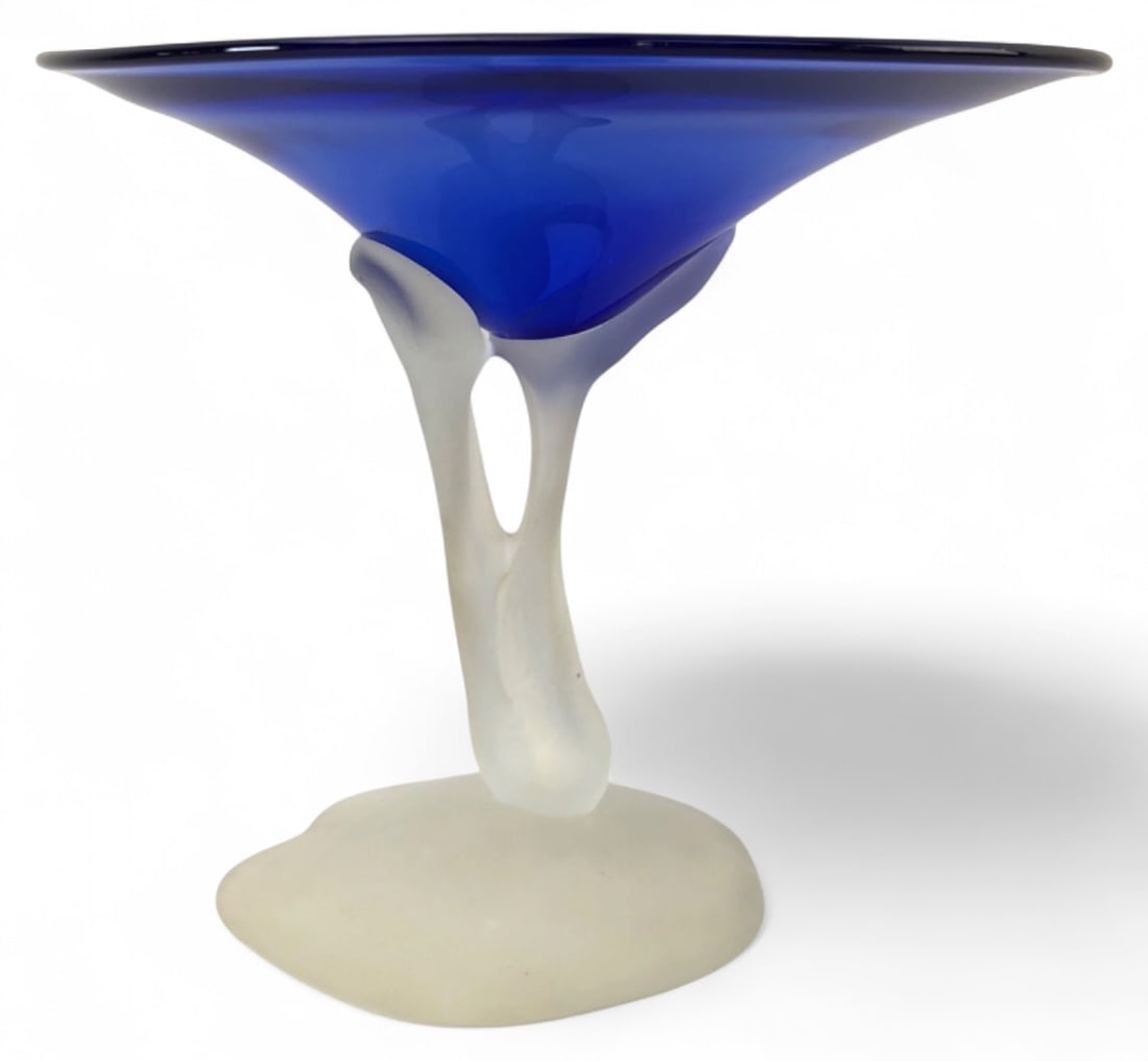 Art Glass Bowl with Frosted Base (1 of 7)
