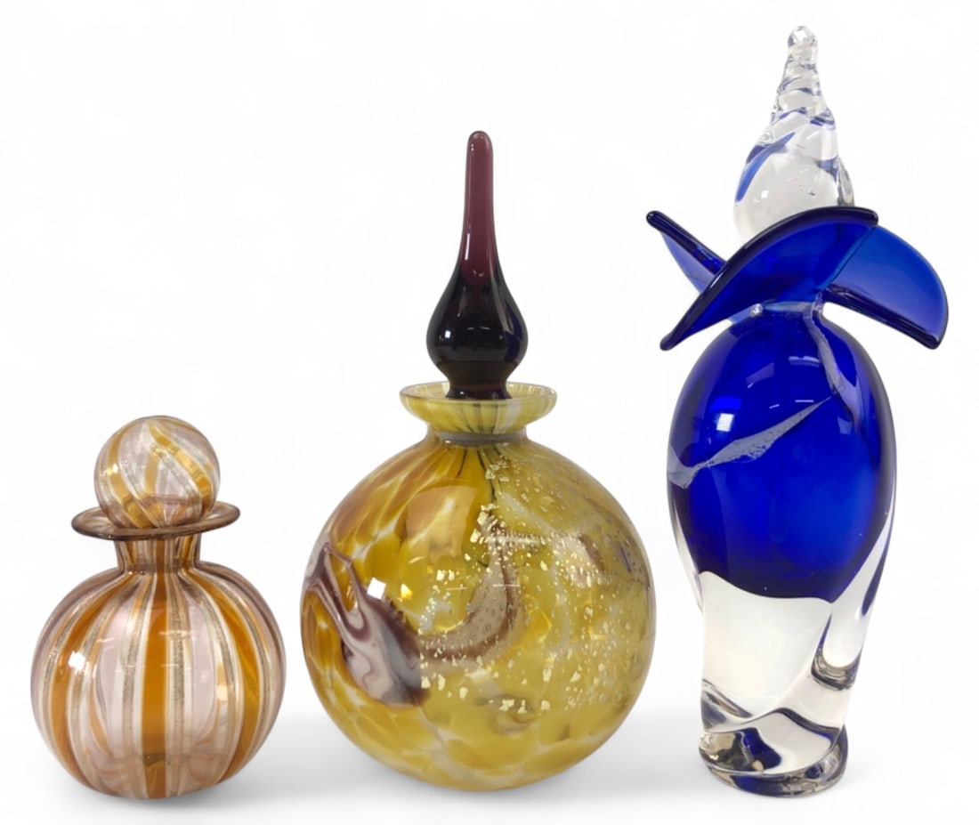 Set of Three Art Glass Perfume Bottles (1 of 14)