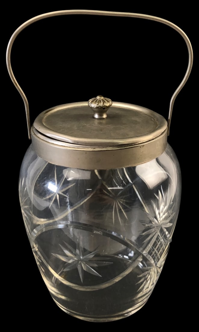 Antique Cut Glass Biscuit Barrel, 10in H (1 of 8)