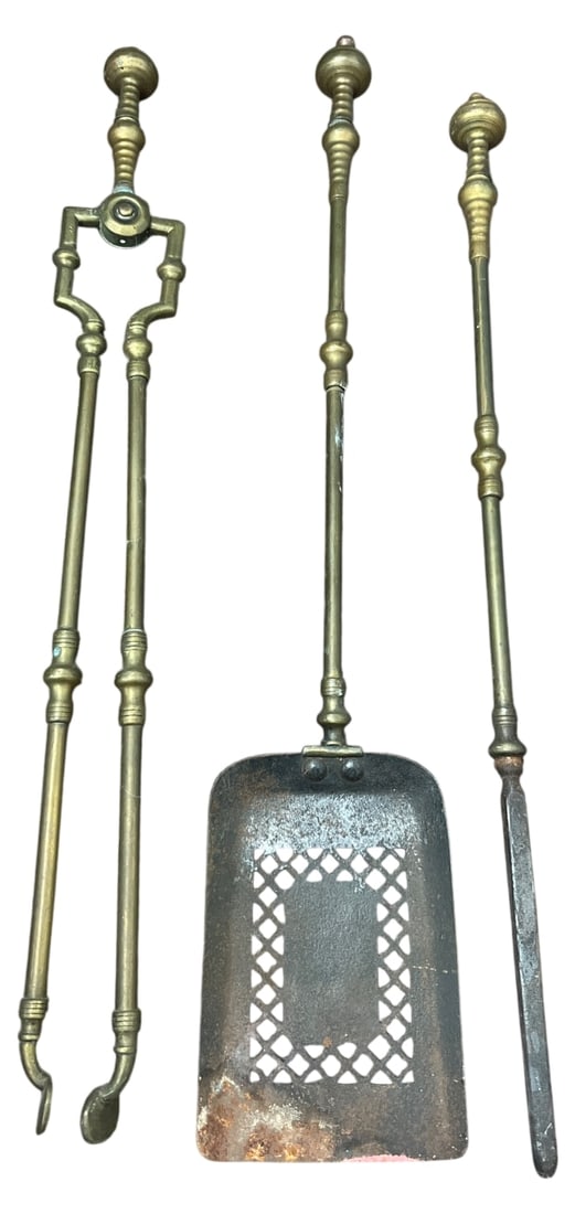 English Federal Sheraton Brass Fireplace Tool Set (1 of 4)