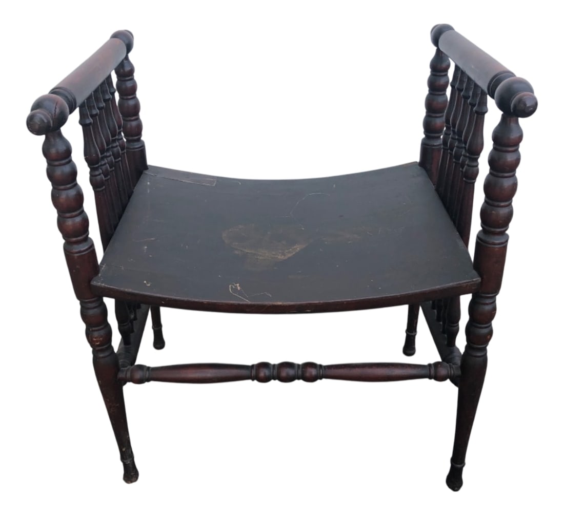 Victorian Spindle Bustle Bench with Curved Seat (1 of 11)