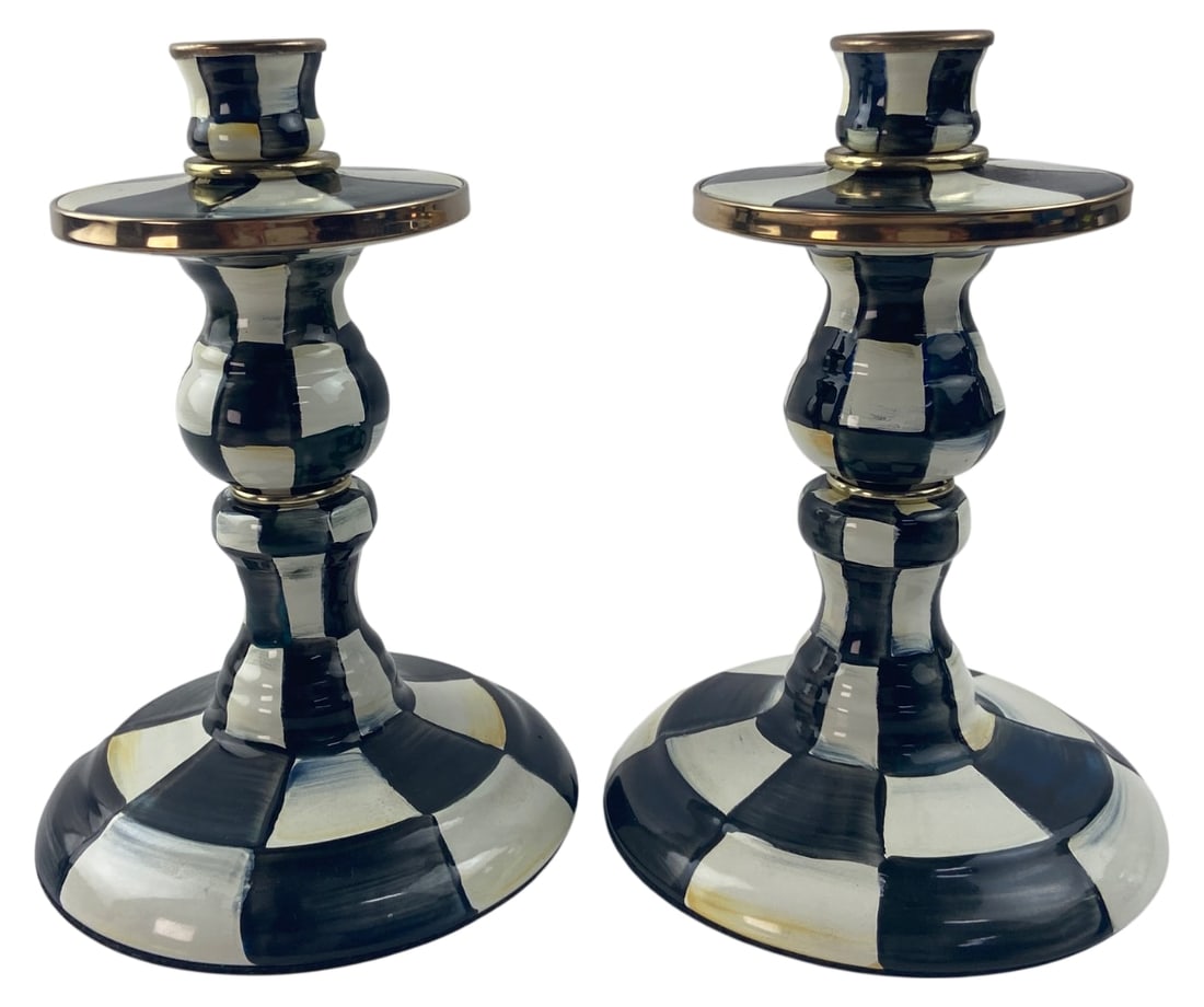 MacKenzie-Childs Courtly Check Candlesticks Pair (1 of 5)