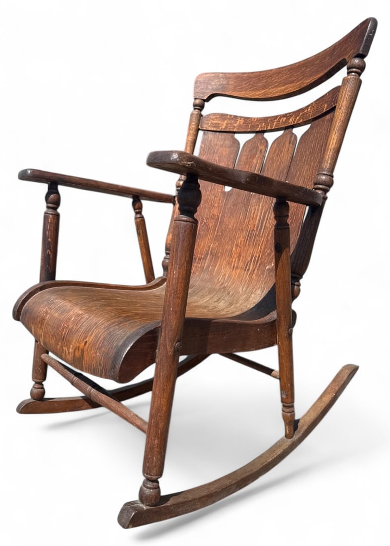 Antique Tiger Oak Bentwood Rocking Chair (1 of 10)
