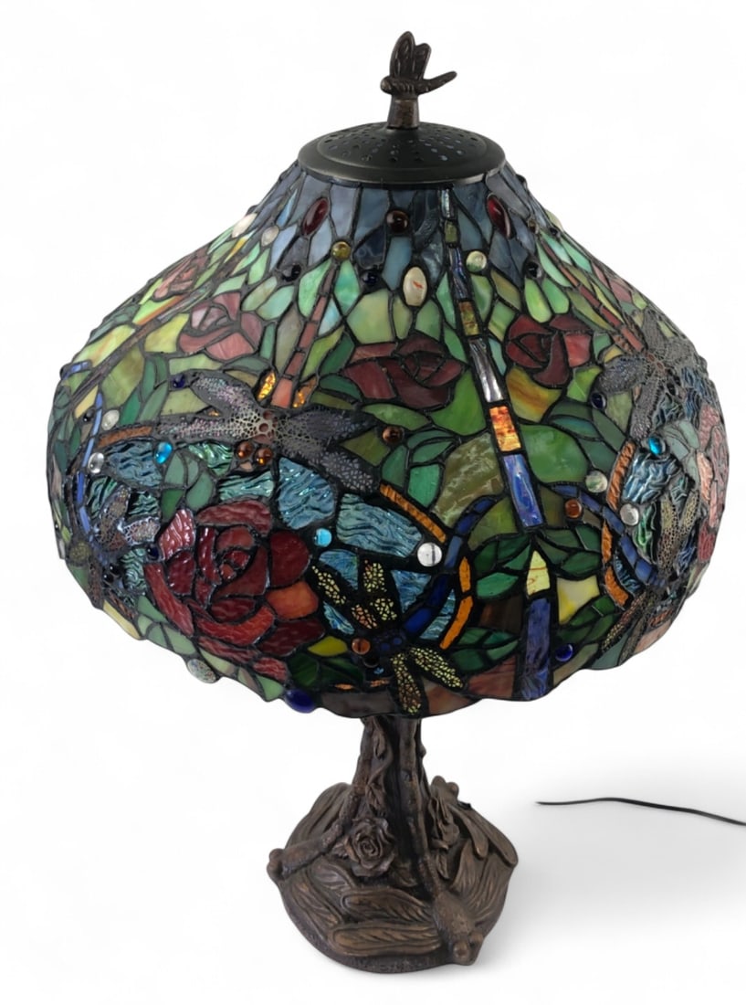 Tiffany Style Dragonfly Stained Glass Lamp 24.5"H (1 of 12)