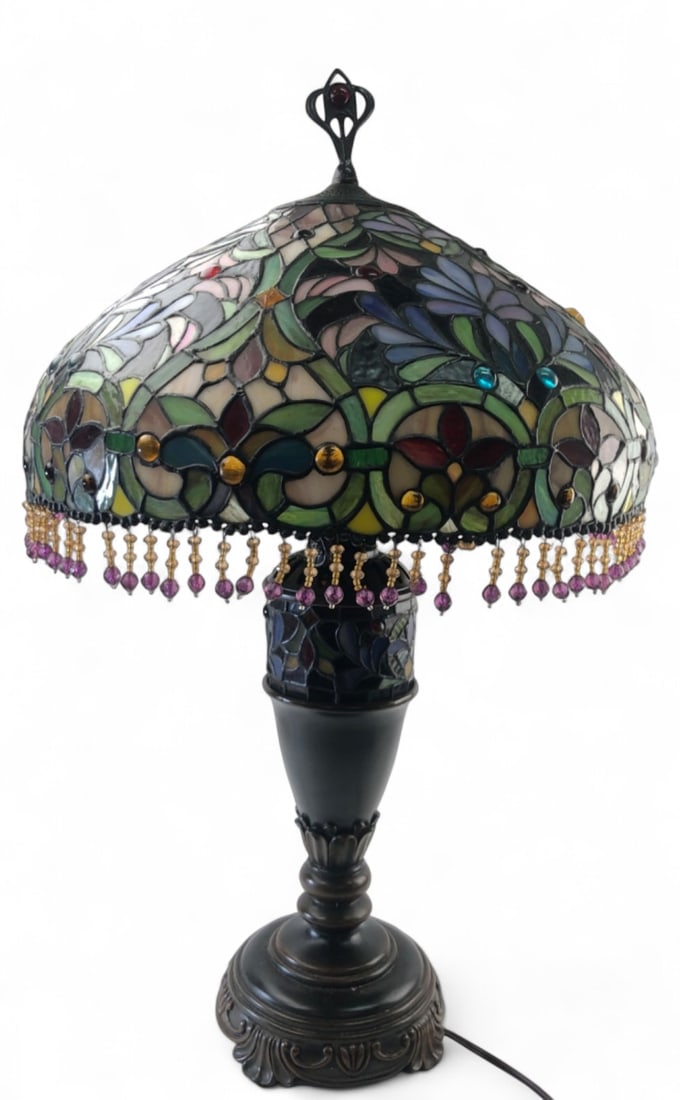 Tiffany Style Floral Stained Glass Lamp 30" H (1 of 9)