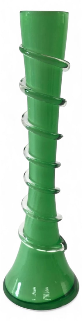 MCM Bohemian Cased Green Glass Solifleur Vase (1 of 5)