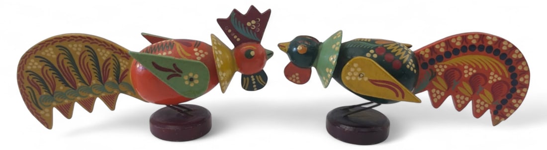 VTG Polish Folk Art Wooden Bird Figurines (1 of 7)